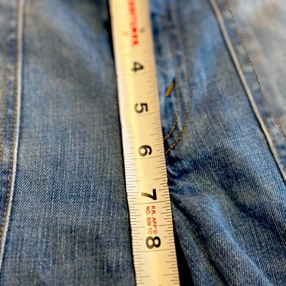 Levi Jean shorts, painter pants style. Words “I Love You” embroidered in red - Picture 7 of 8